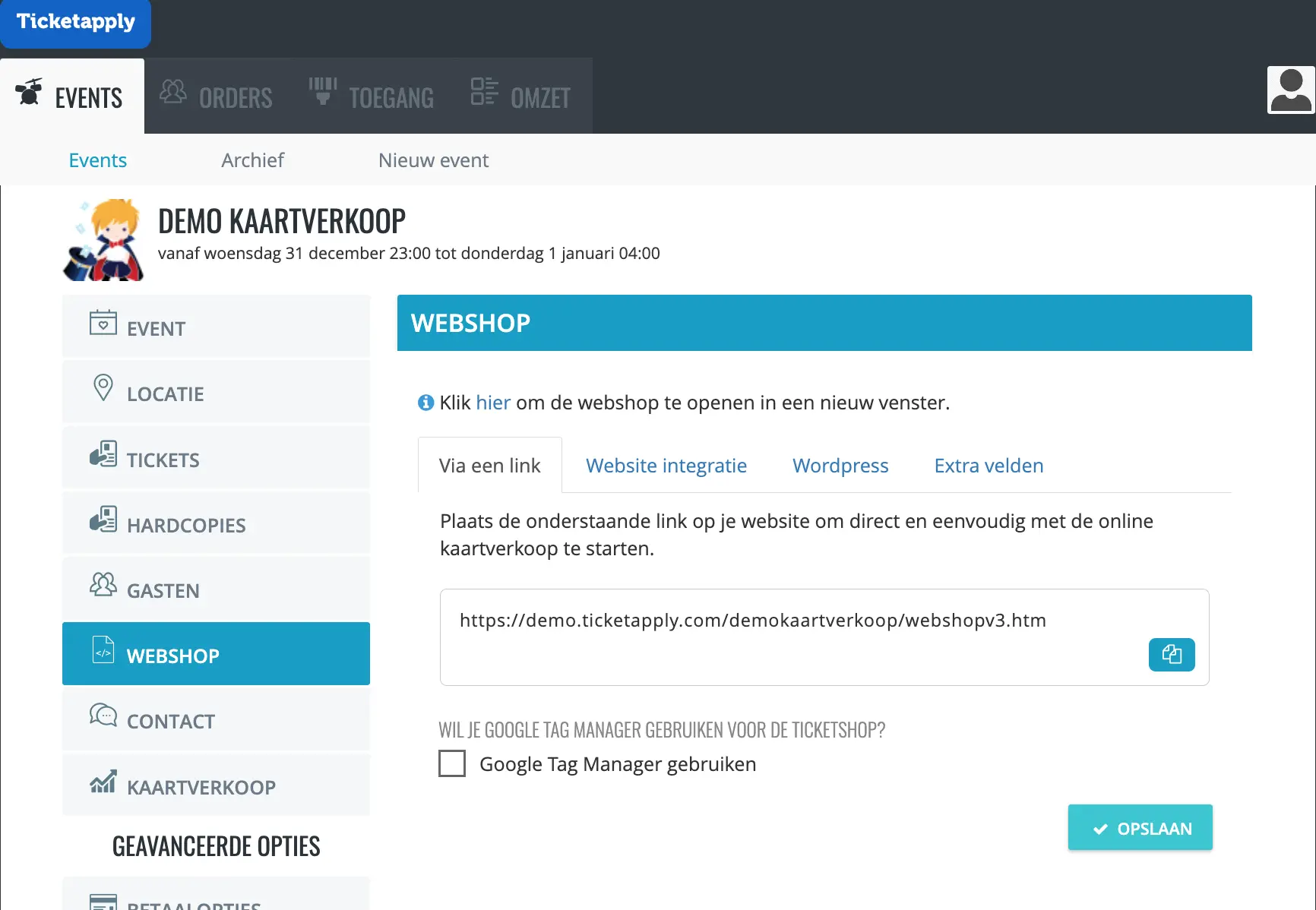 Hoe maak ik een Ticketshop aan